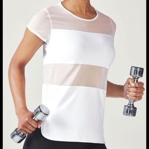 NEVER WORN Fabletics White Mesh T-Shirt